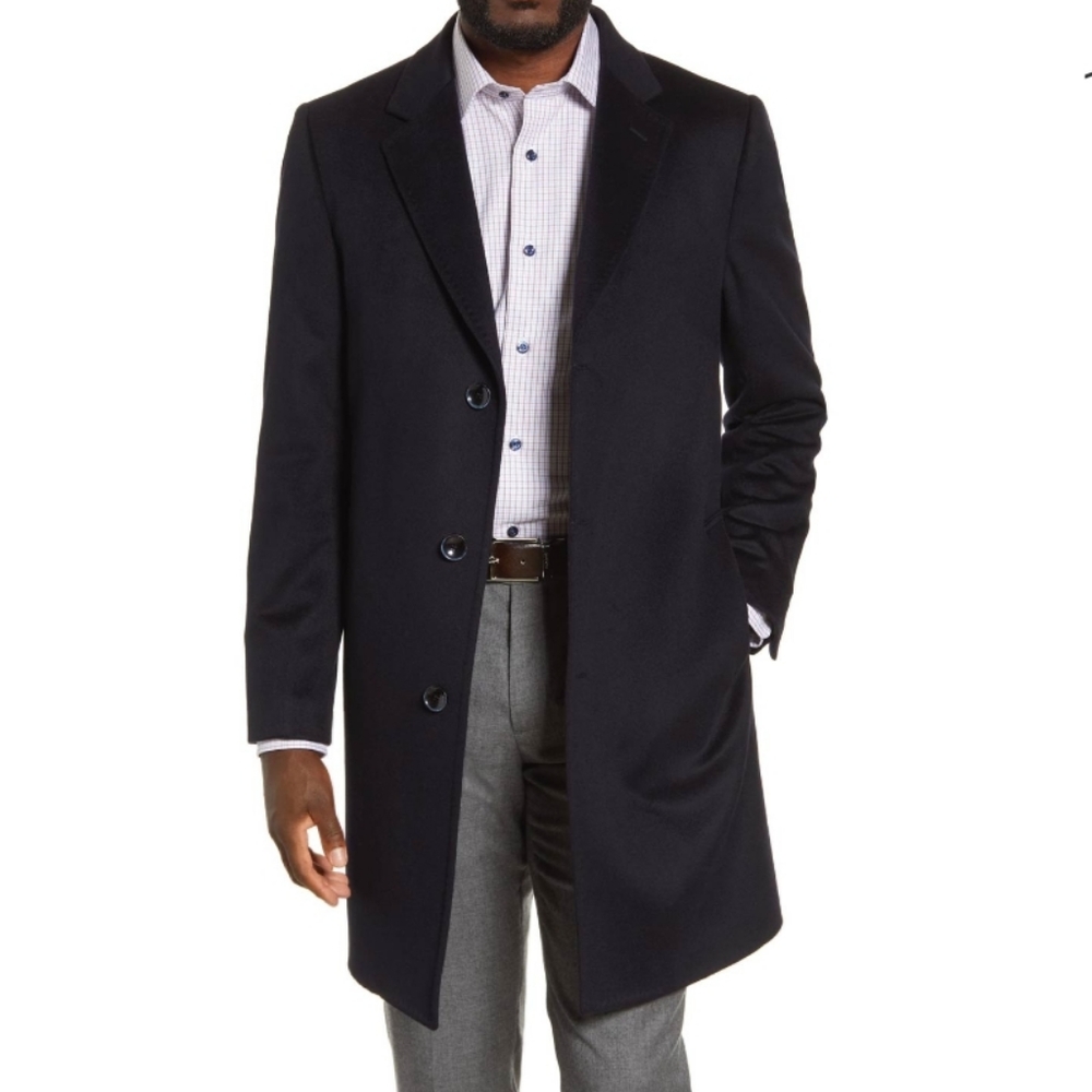 Nordstrom Signature Men's Trim Fit Wool & Cashmere Overcoat Size 48L